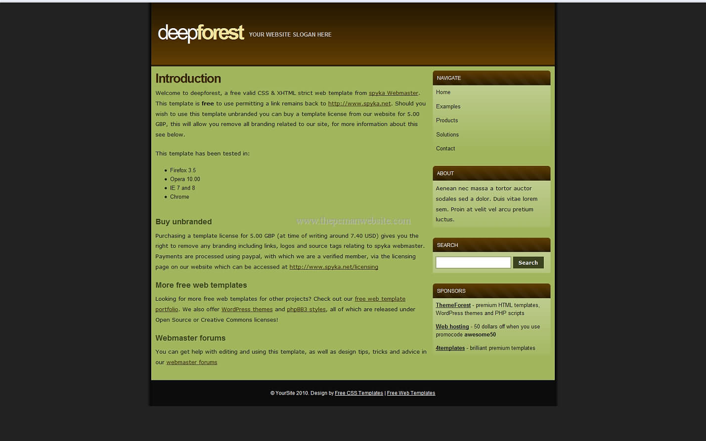 Deep Forest css template