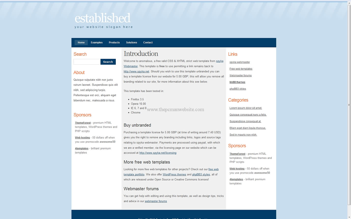Established css template