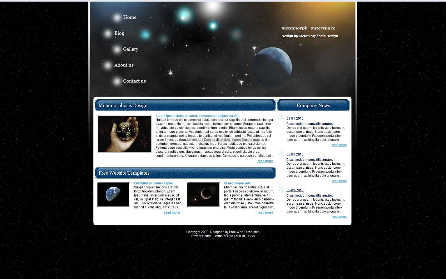 Metamorph Outerspace css template