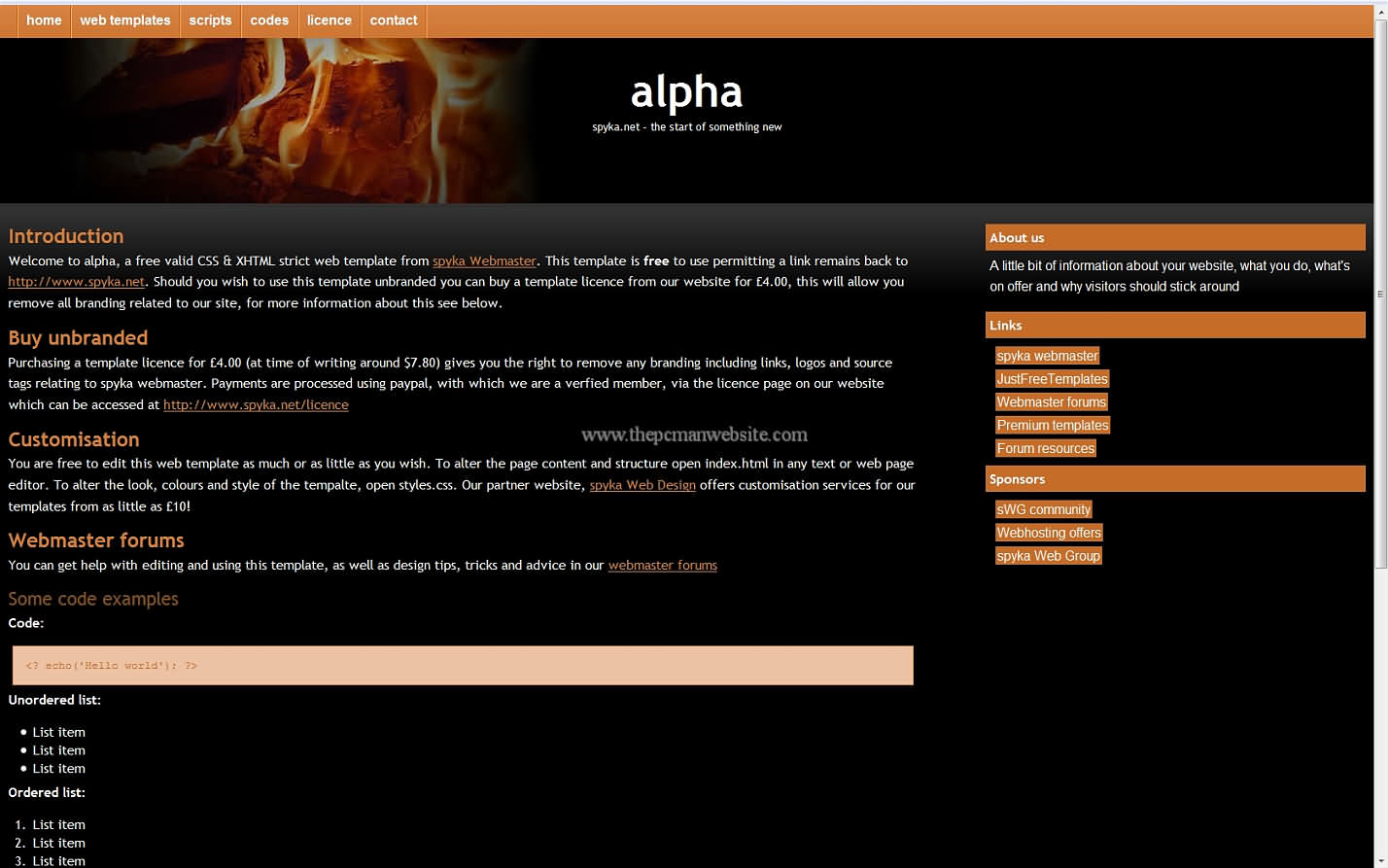 Alpha css template