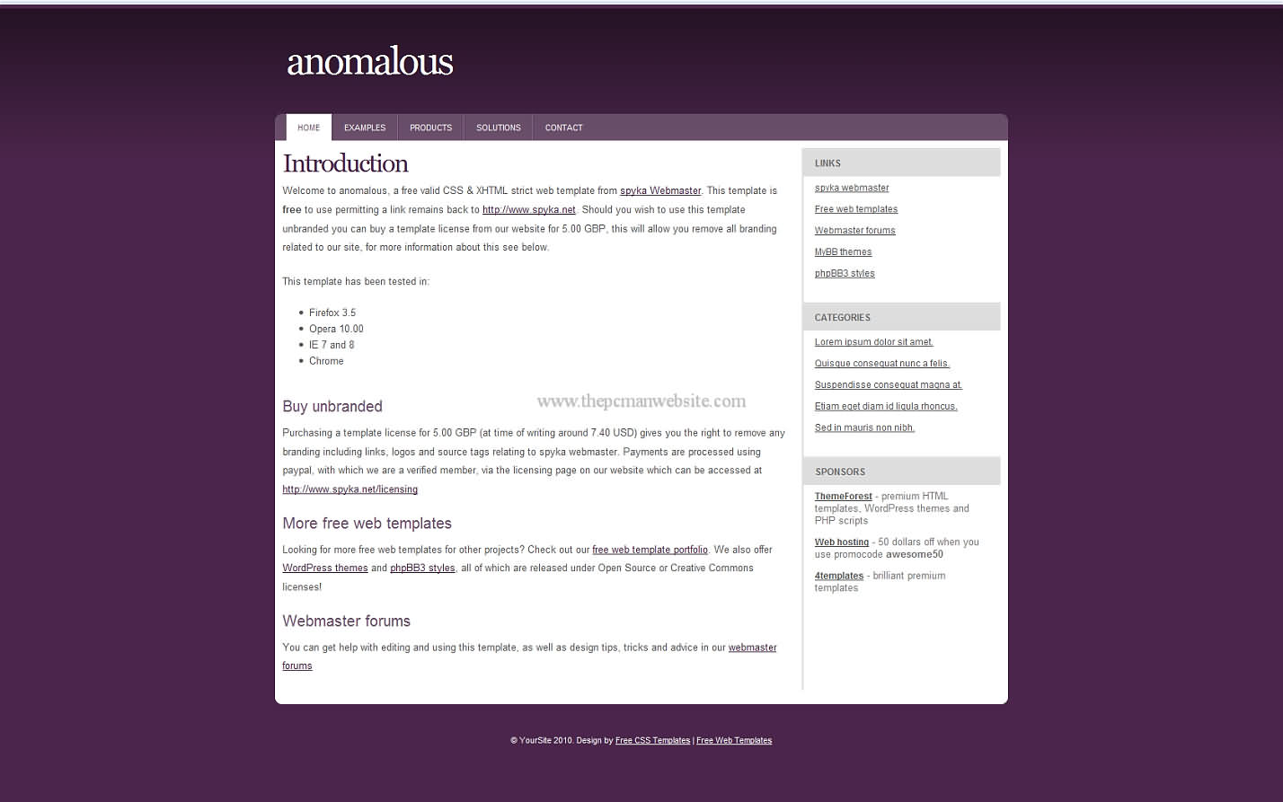 Anomalous css template