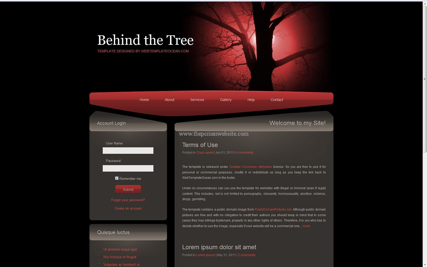 Behind The Tree css template
