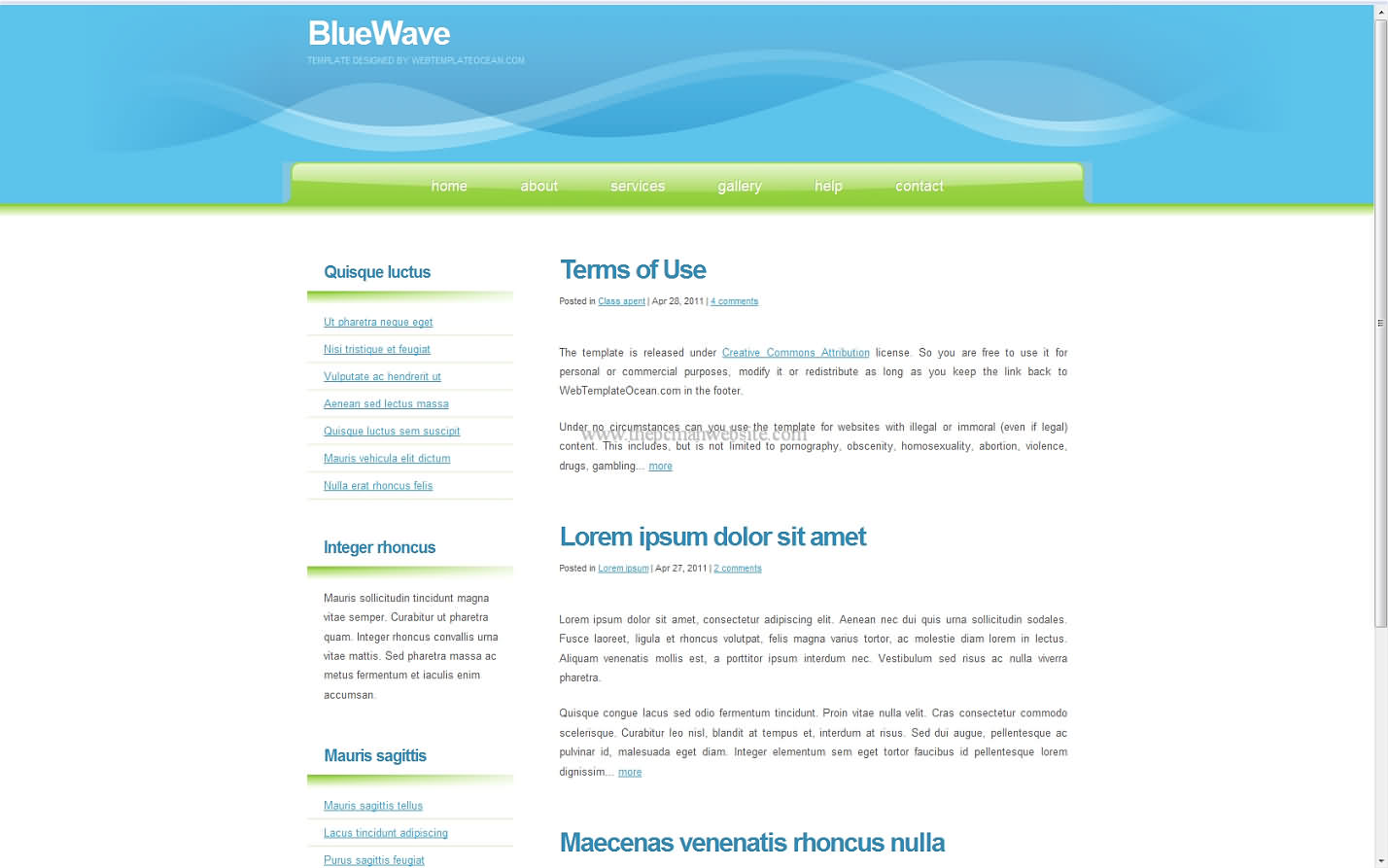 Blue Wave css template