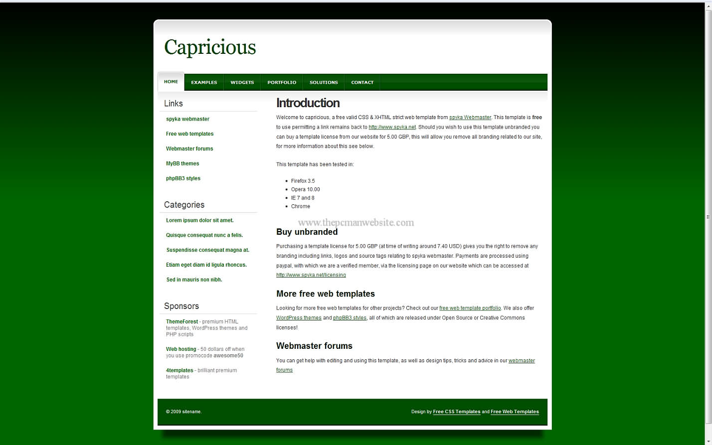 Capricious css template