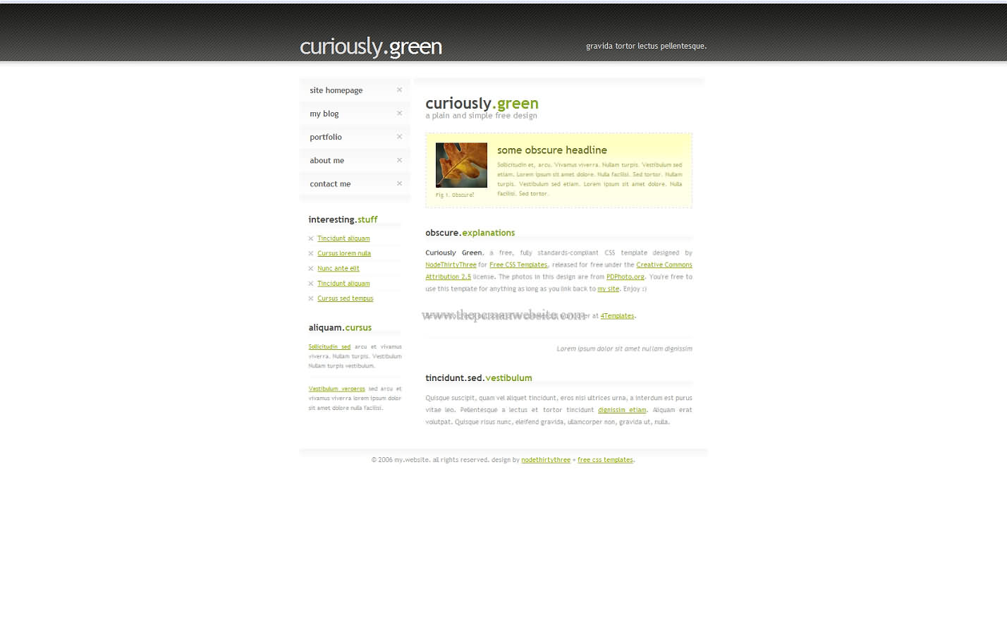 Free Curiously Green CSS Template