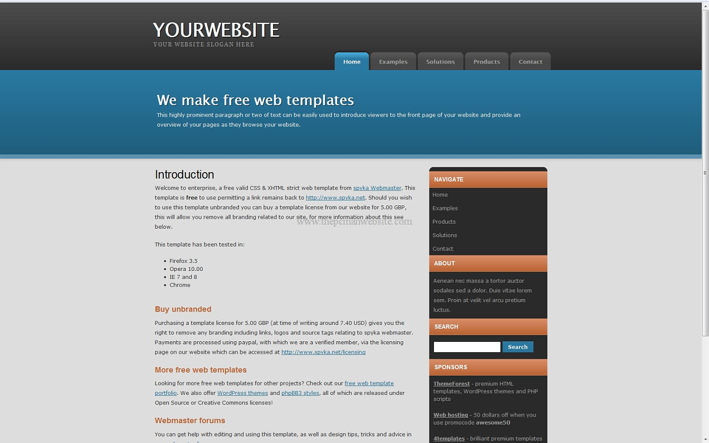 Enterprise css template. 