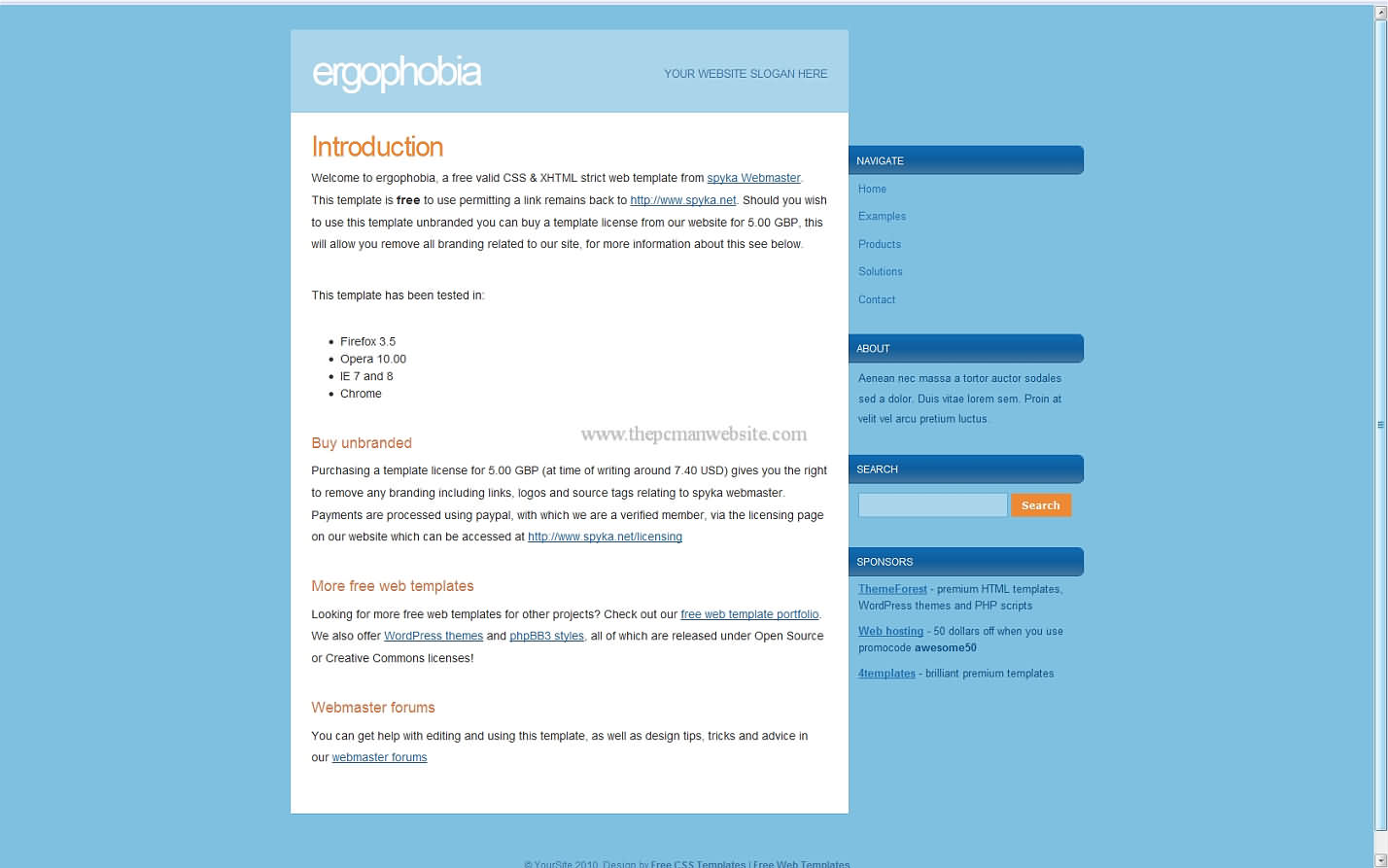 Ergophobia css template