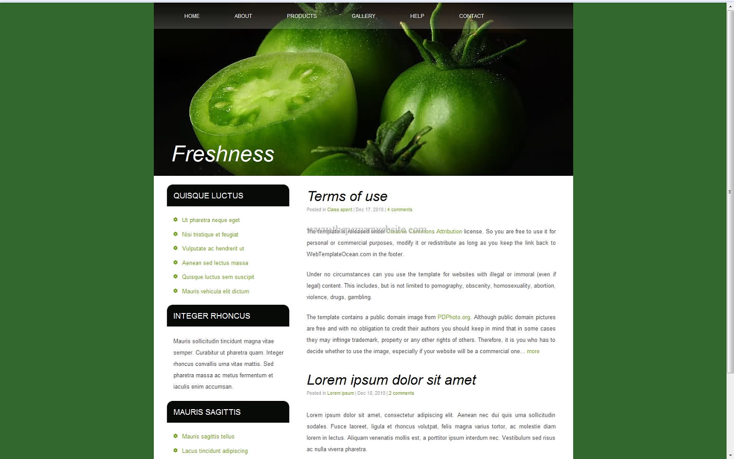 Freshness css template