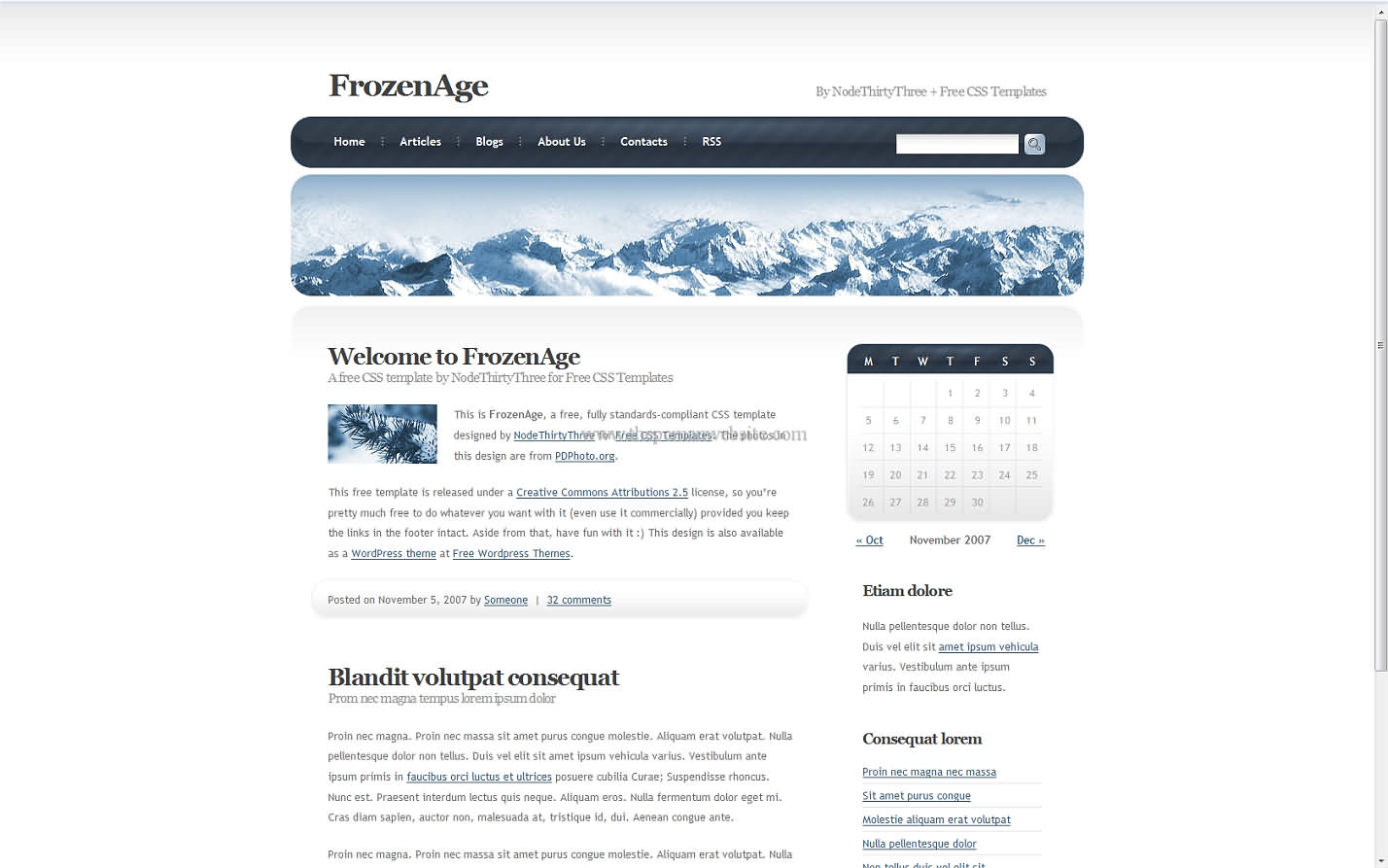 Frozenage css template