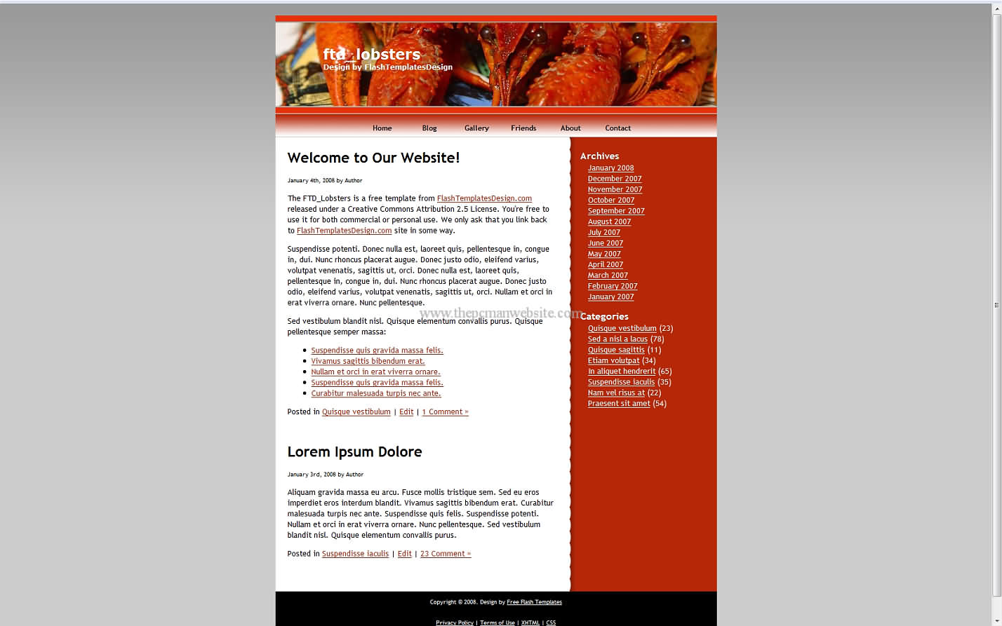 Ftd Lobsters css template