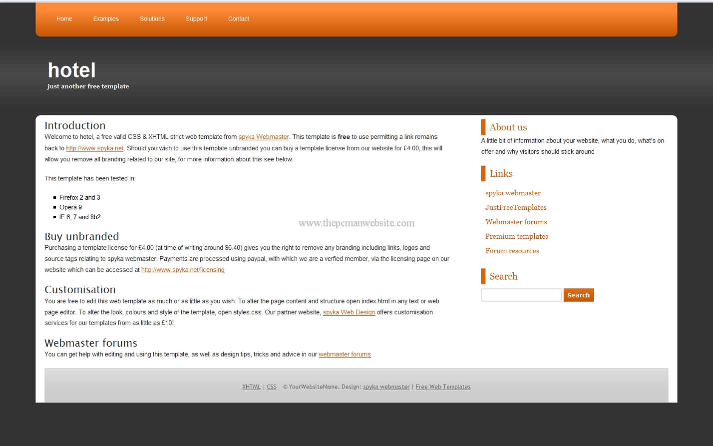 Hotel Orange css template