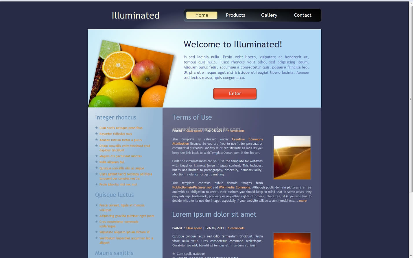 Illuminated css template