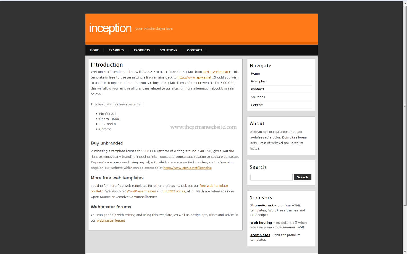 Inception css template