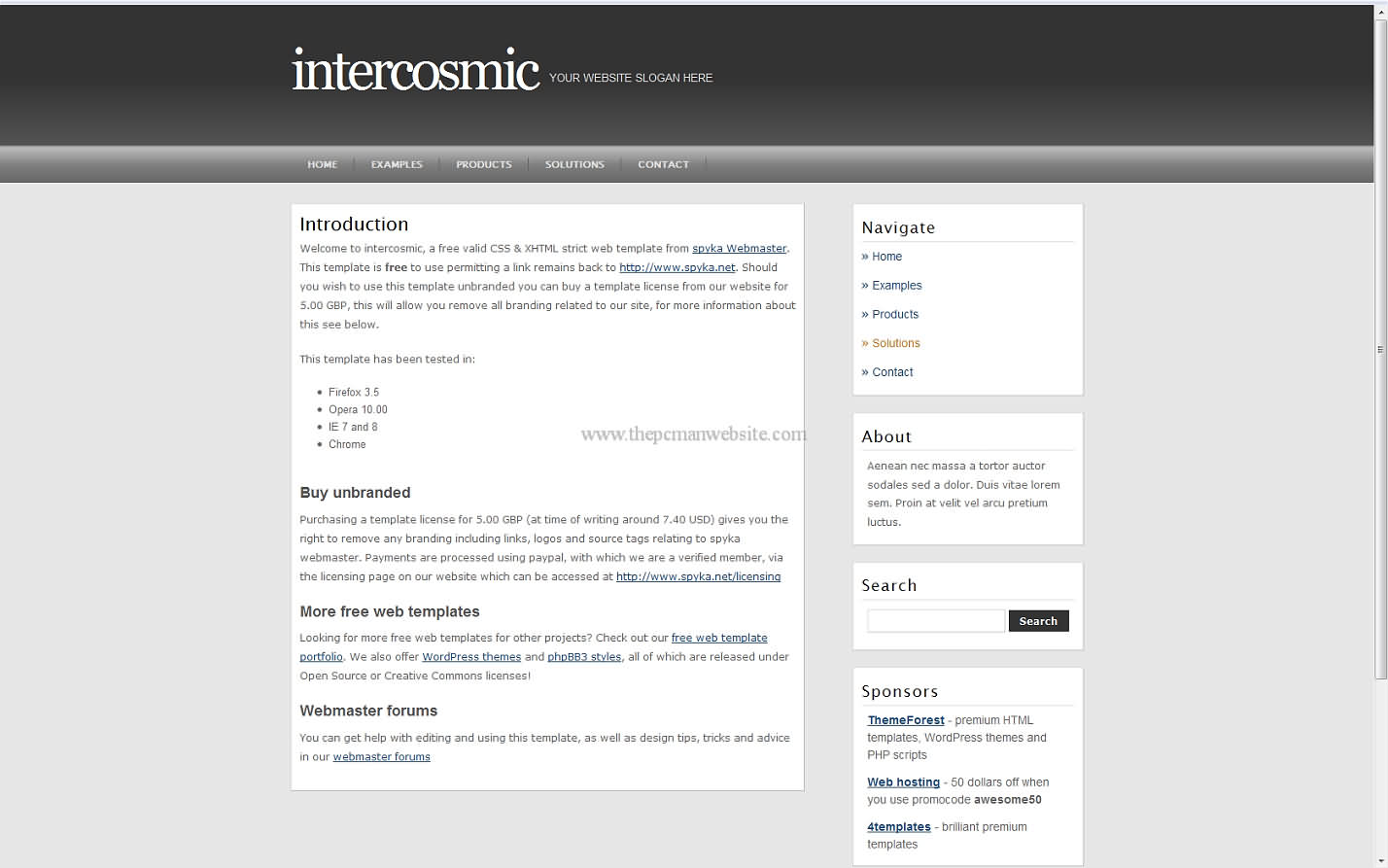 Intercosmic css template