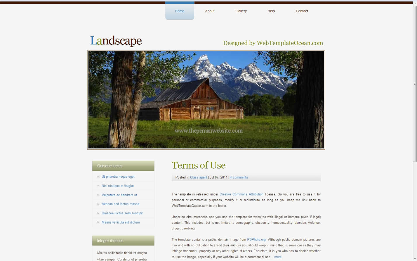 Landscape css template