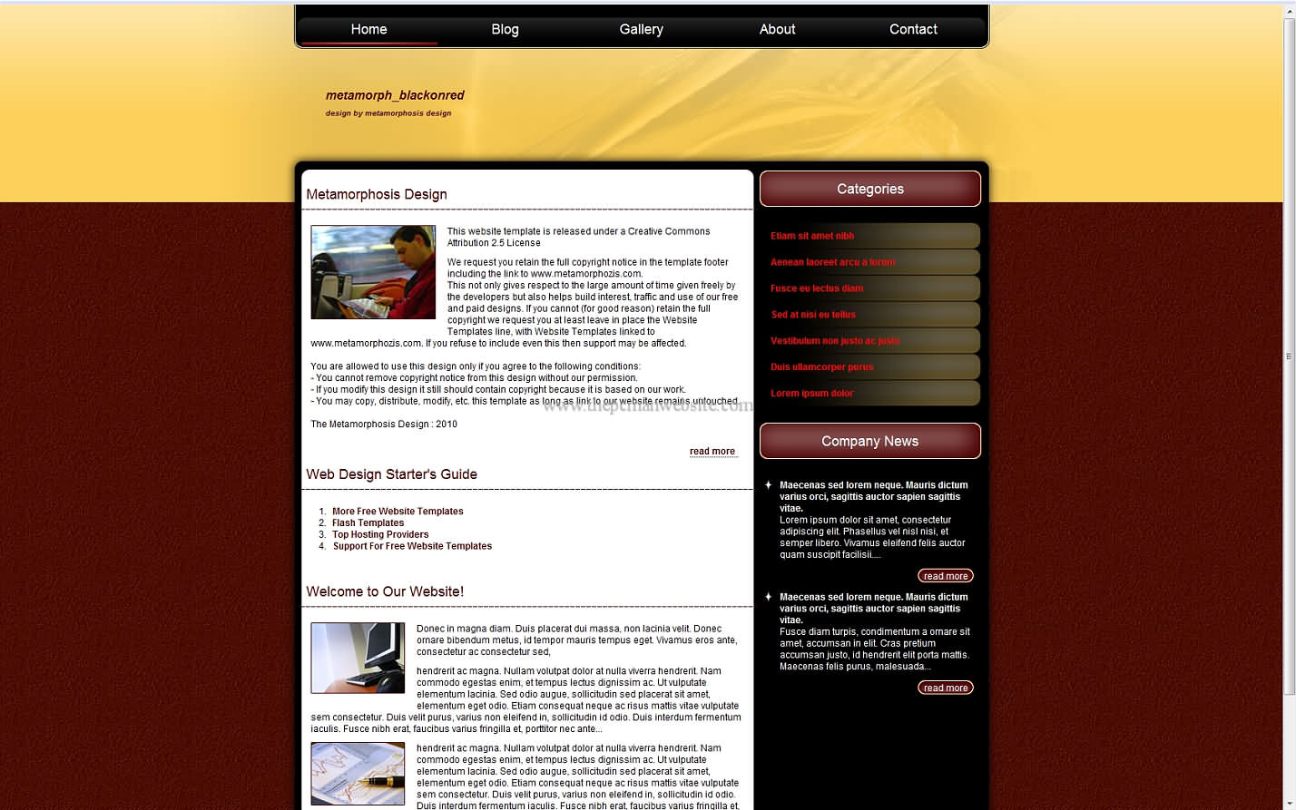 Metamorph Blackonred css template