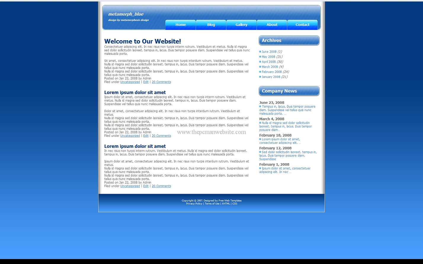 Metamorph Blue css template