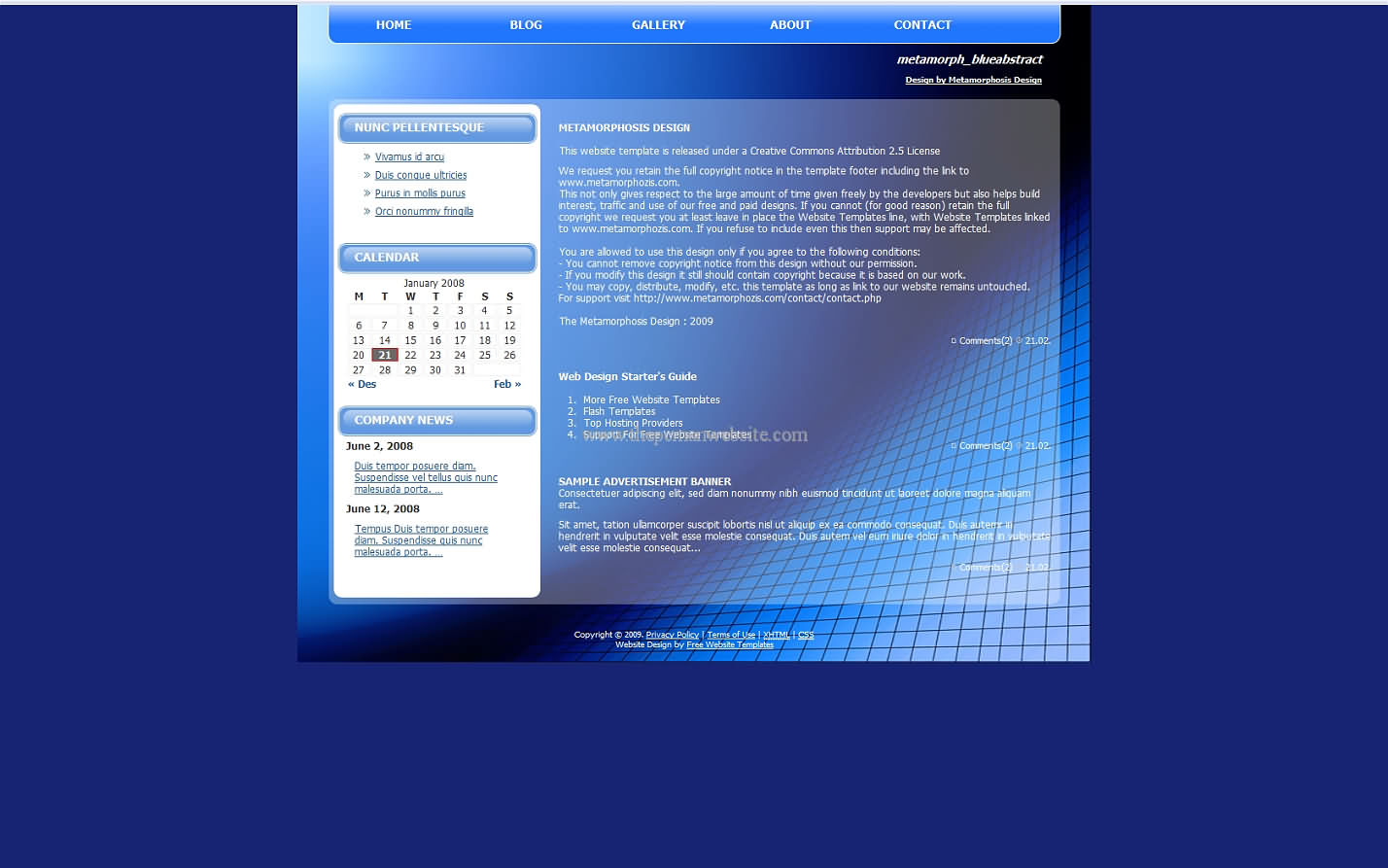 Metamorph Blueabstract css template