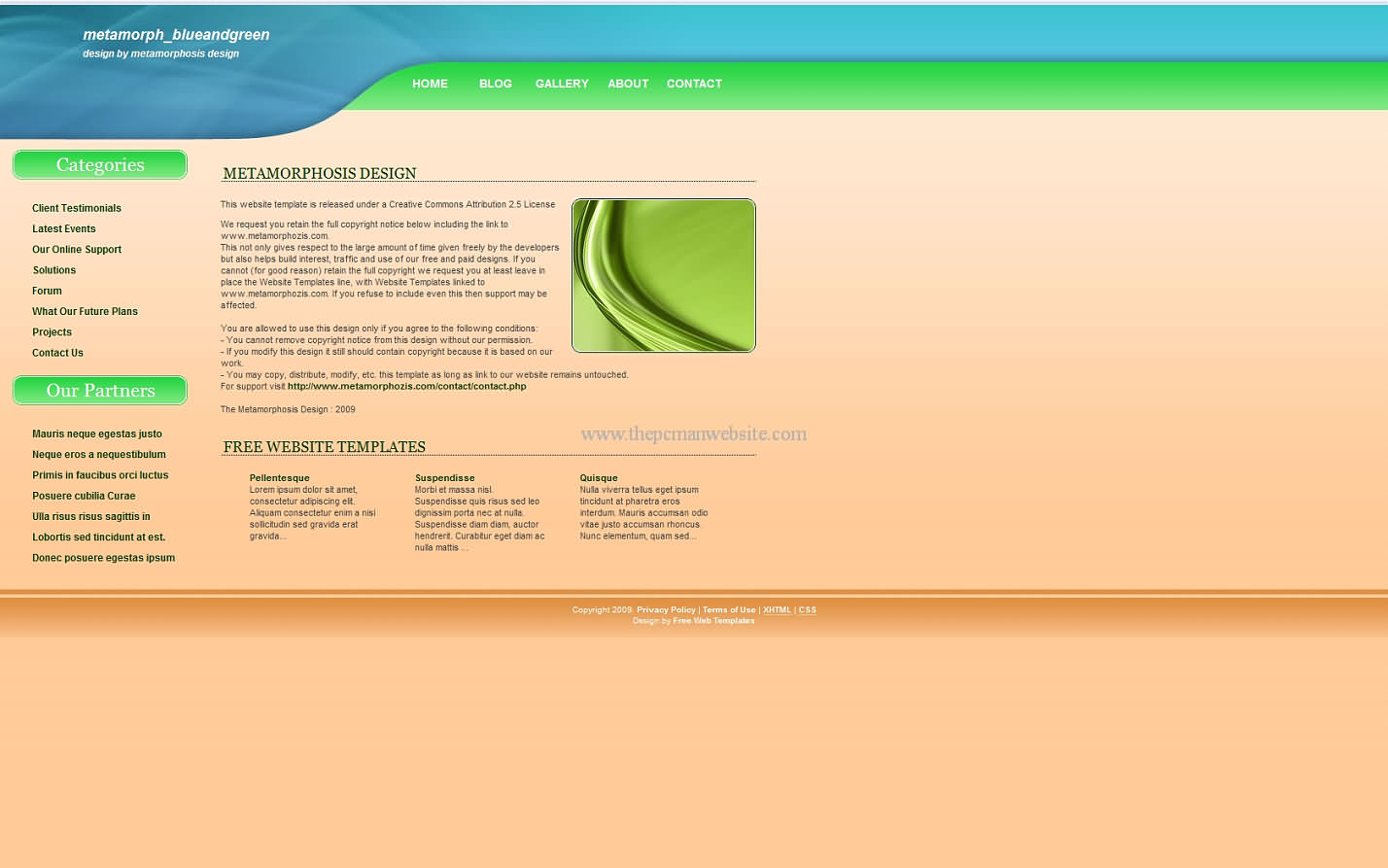 Metamorph Blueandgreen css template