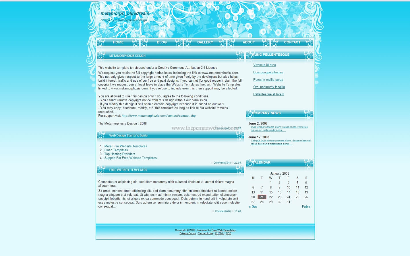 Metamorph Bluedream css template