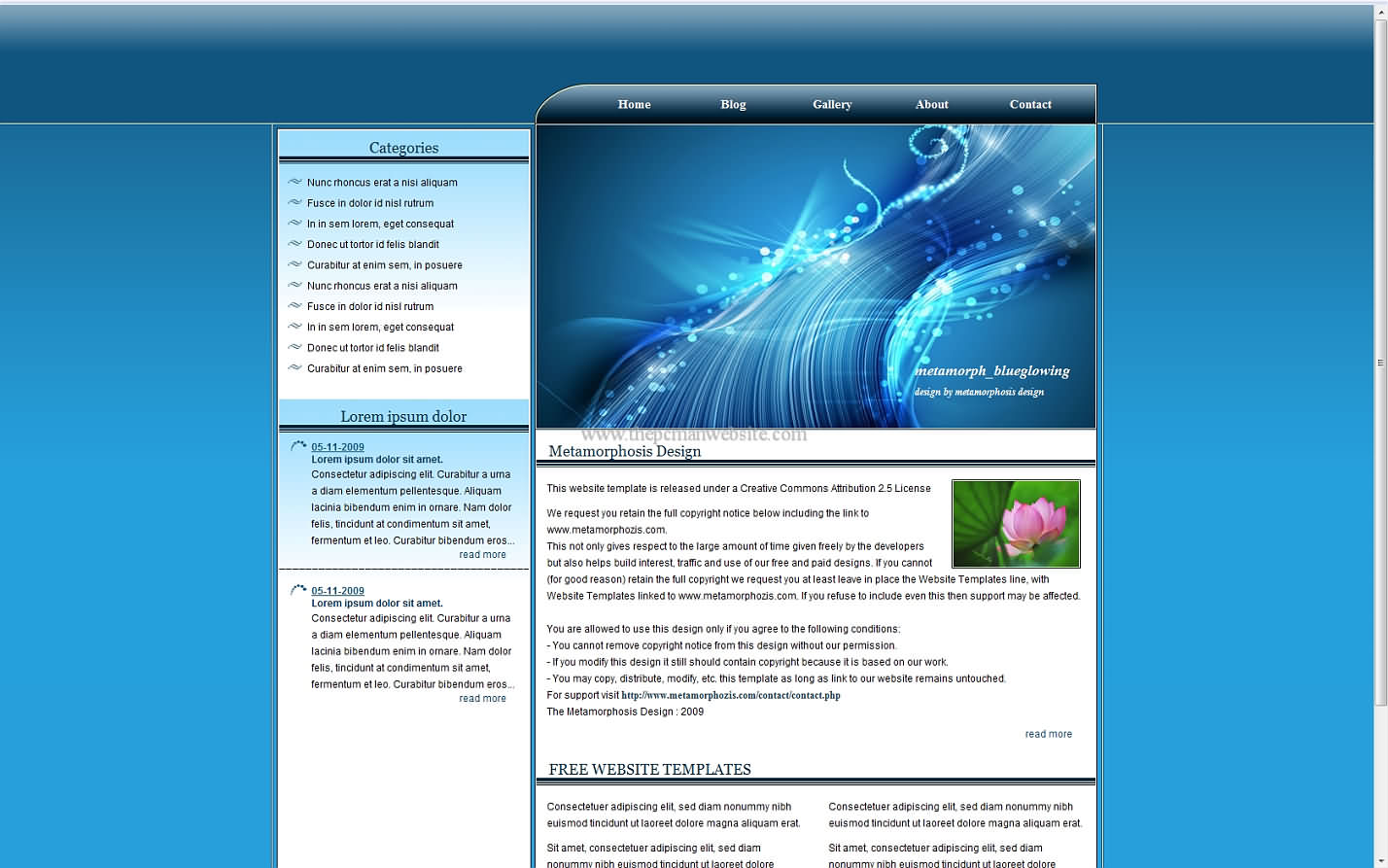 Metamorph Blueglowing css template