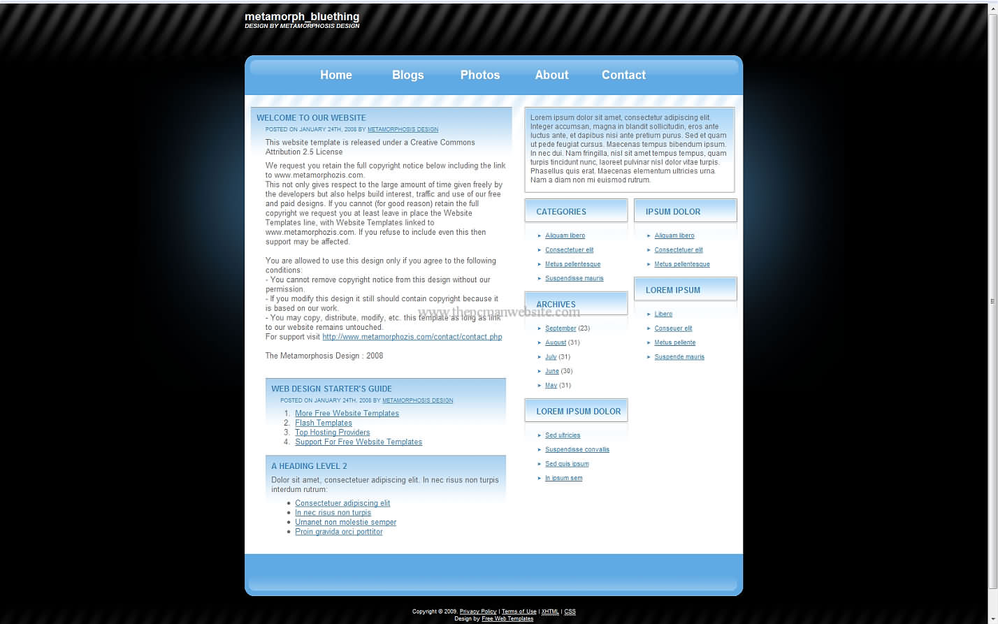 Metamorph Bluething css template