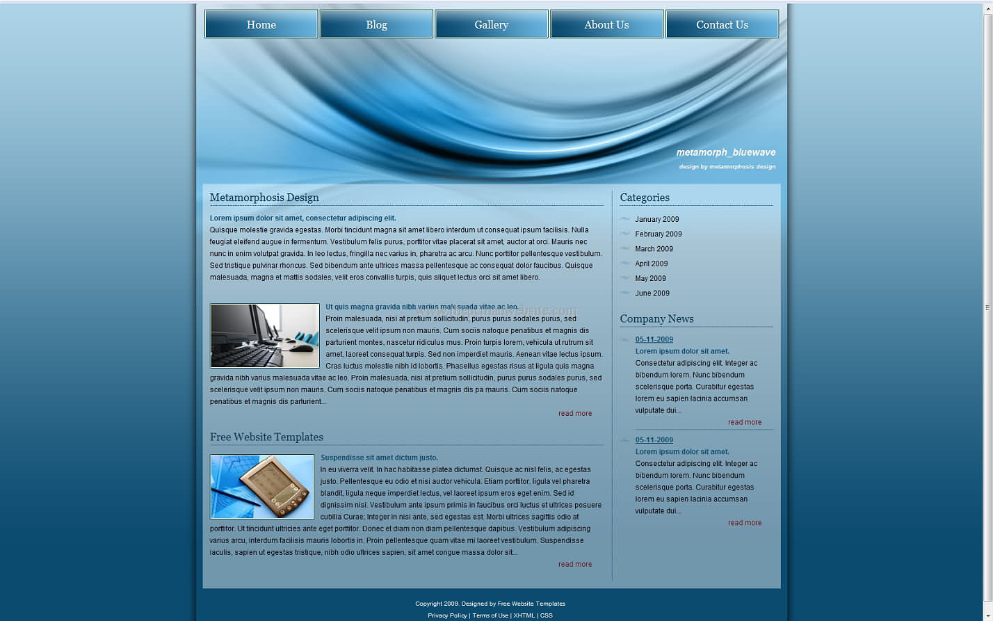 Metamorph Bluewave css template