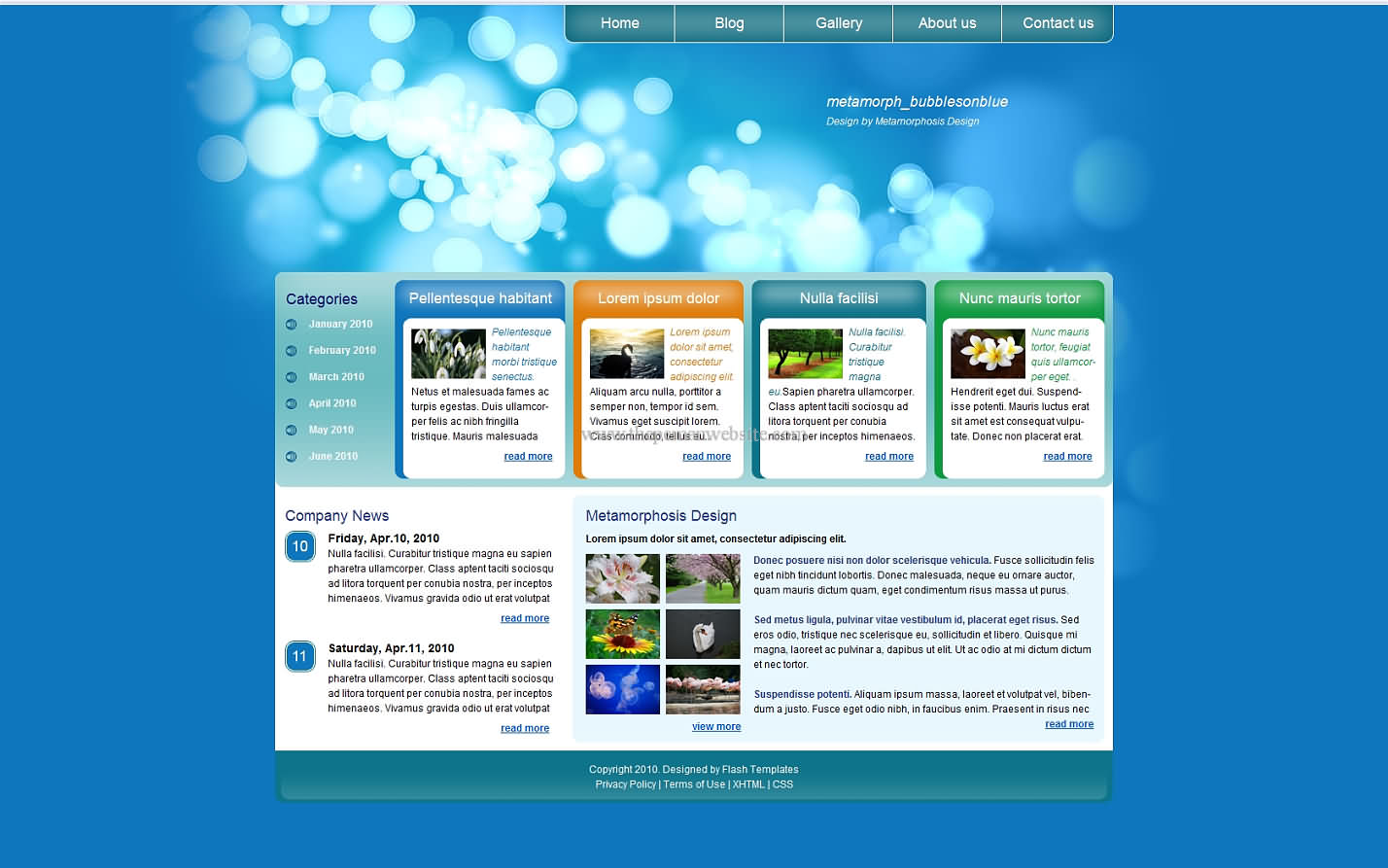 Metamorph Bubblesonblue css template