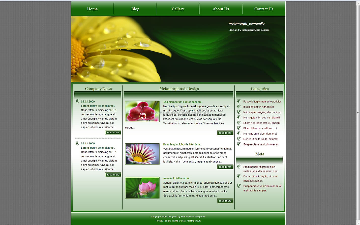 Metamorph Camomile css template