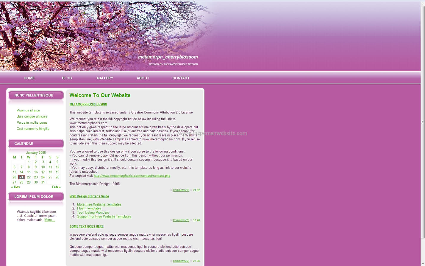 Metamorph Cherryblossom css template