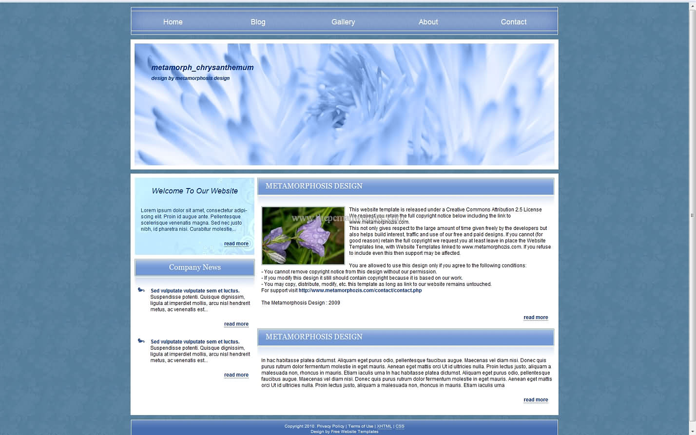 Metamorph Chrysanthemum css template