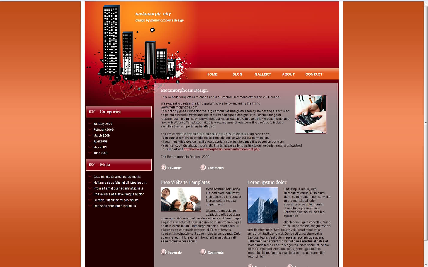 Metamorph City css template