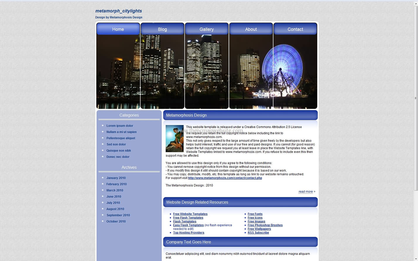 Metamorph Citylights css template