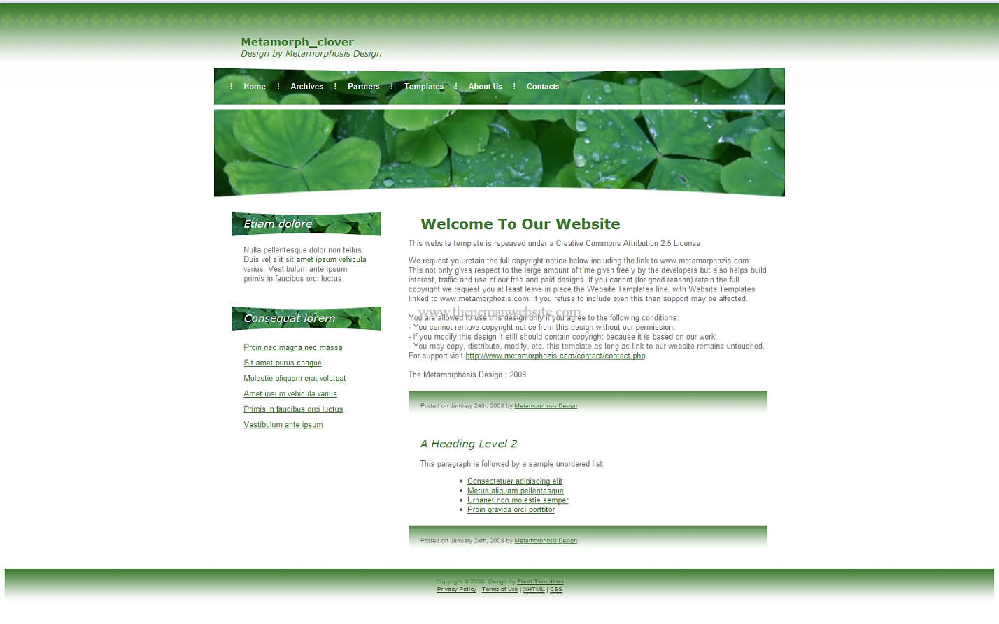 Metamorph Clover css template