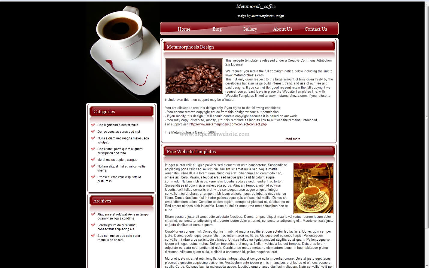 Metamorph Coffee css template