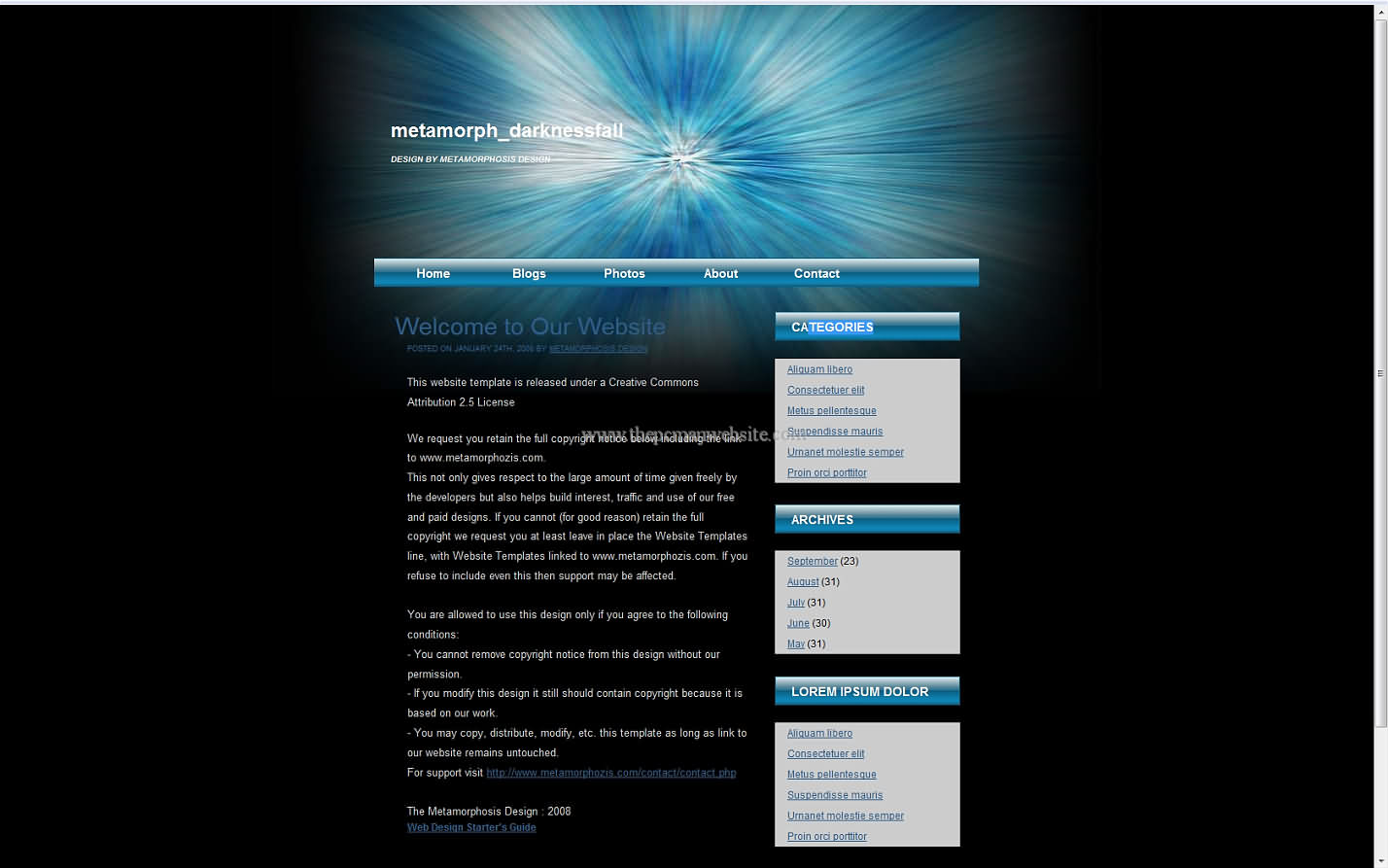 Metamorph Darknessfall css template