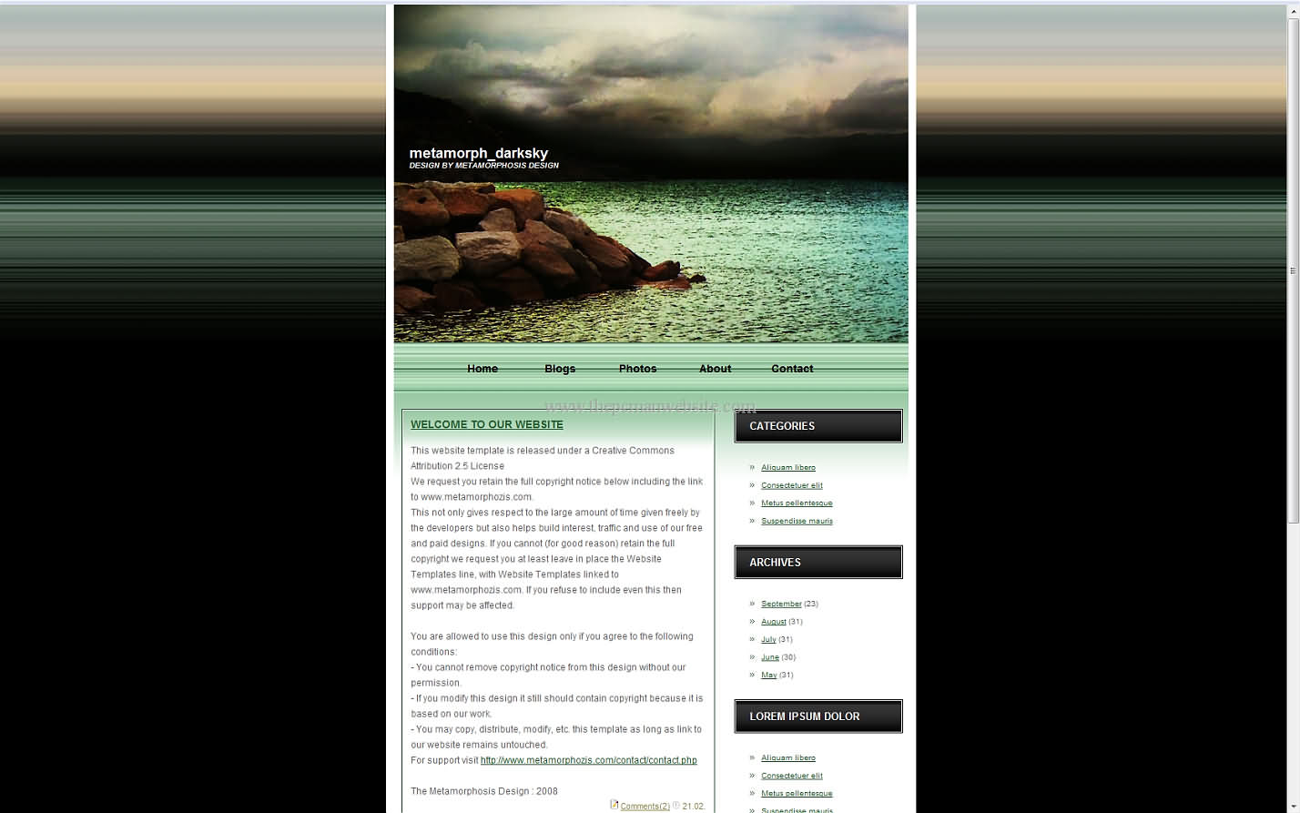 Metamorph Darksky css template