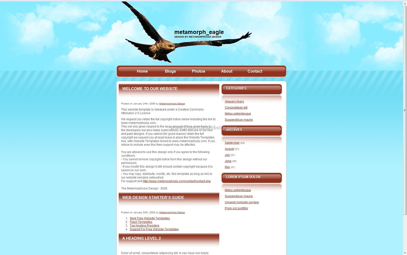 Metamorph Eagle css template