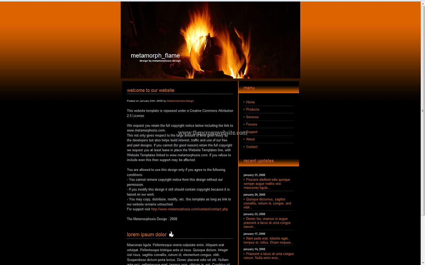 Metamorph Flame css template