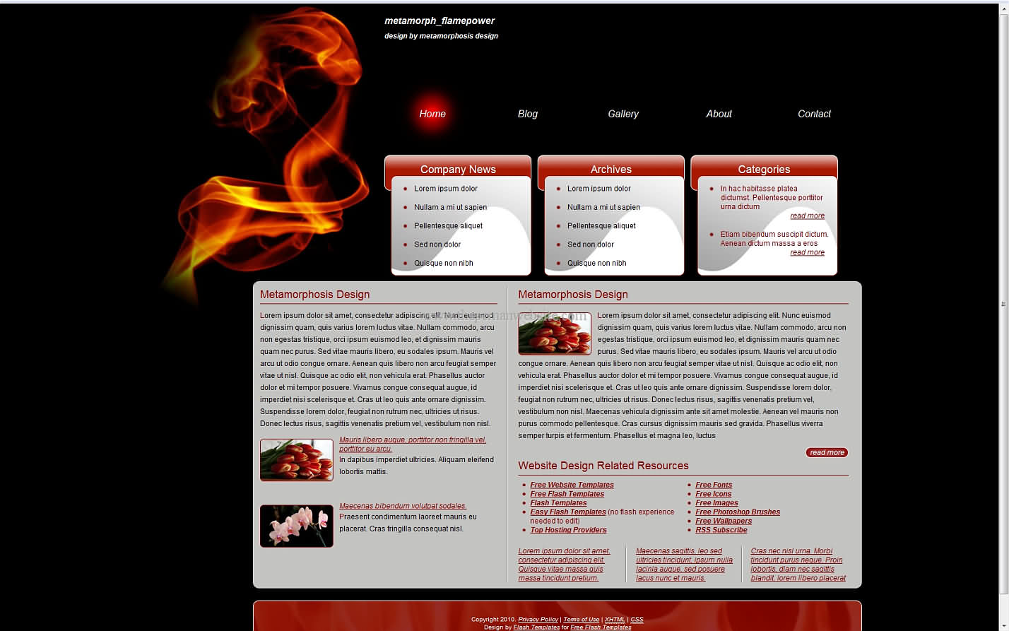 Metamorph Flamepower css template