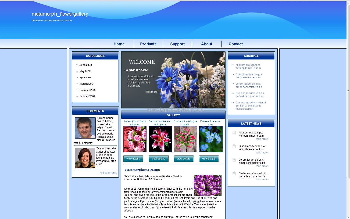 Metamorph Flowergallery css template