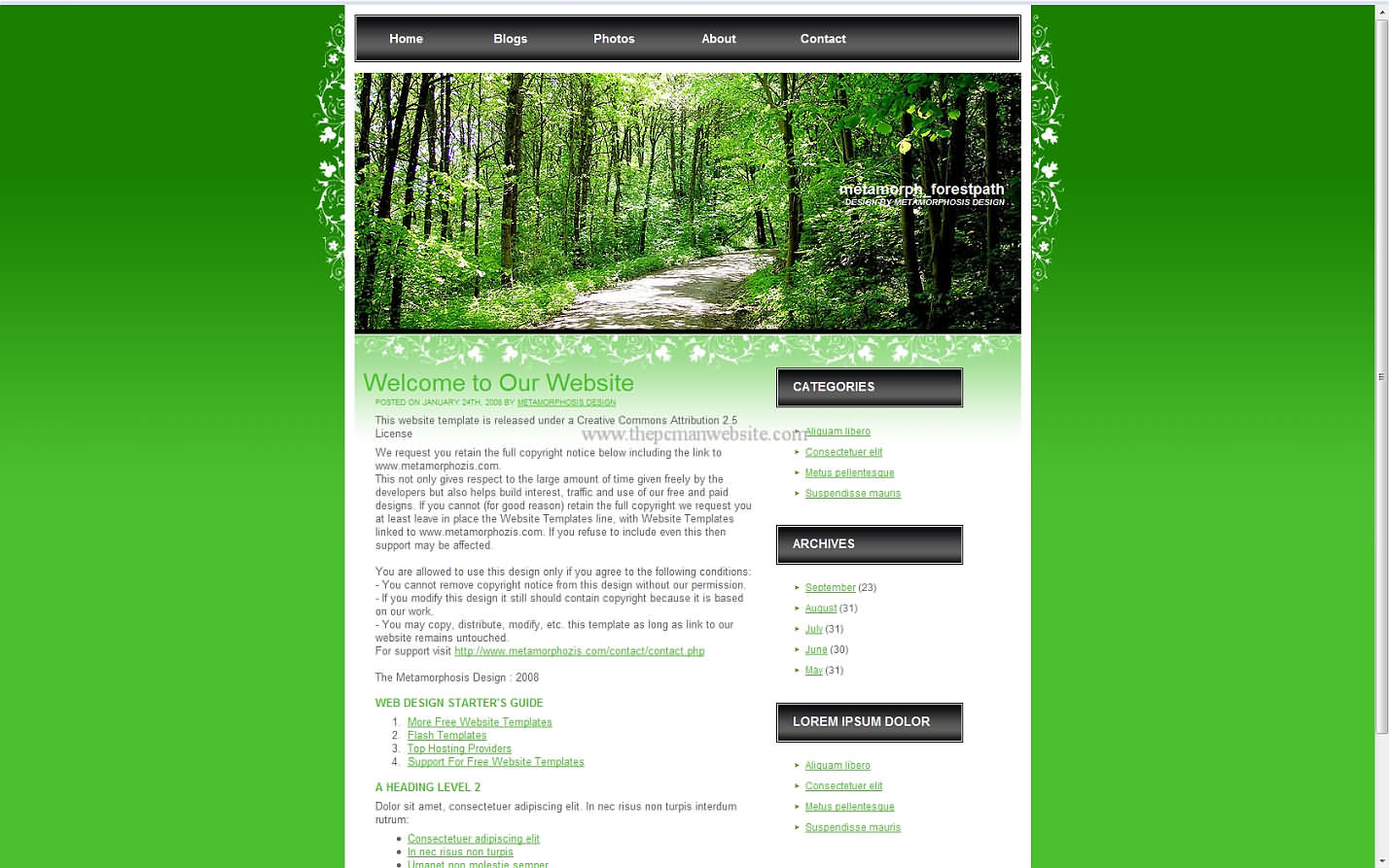 Metamorph Forestpath css template