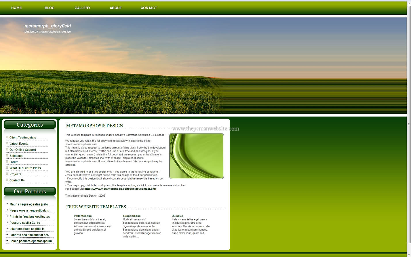 Metamorph Gloryfield css template