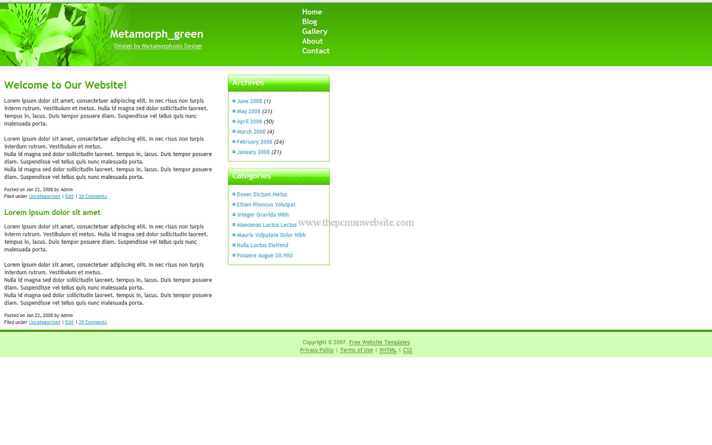 Metamorph Green css template