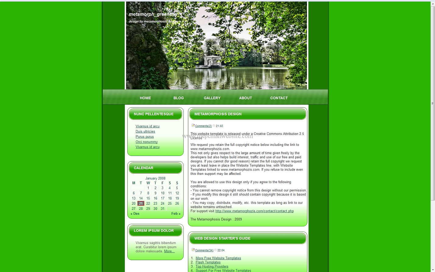 Metamorph Greenday css template