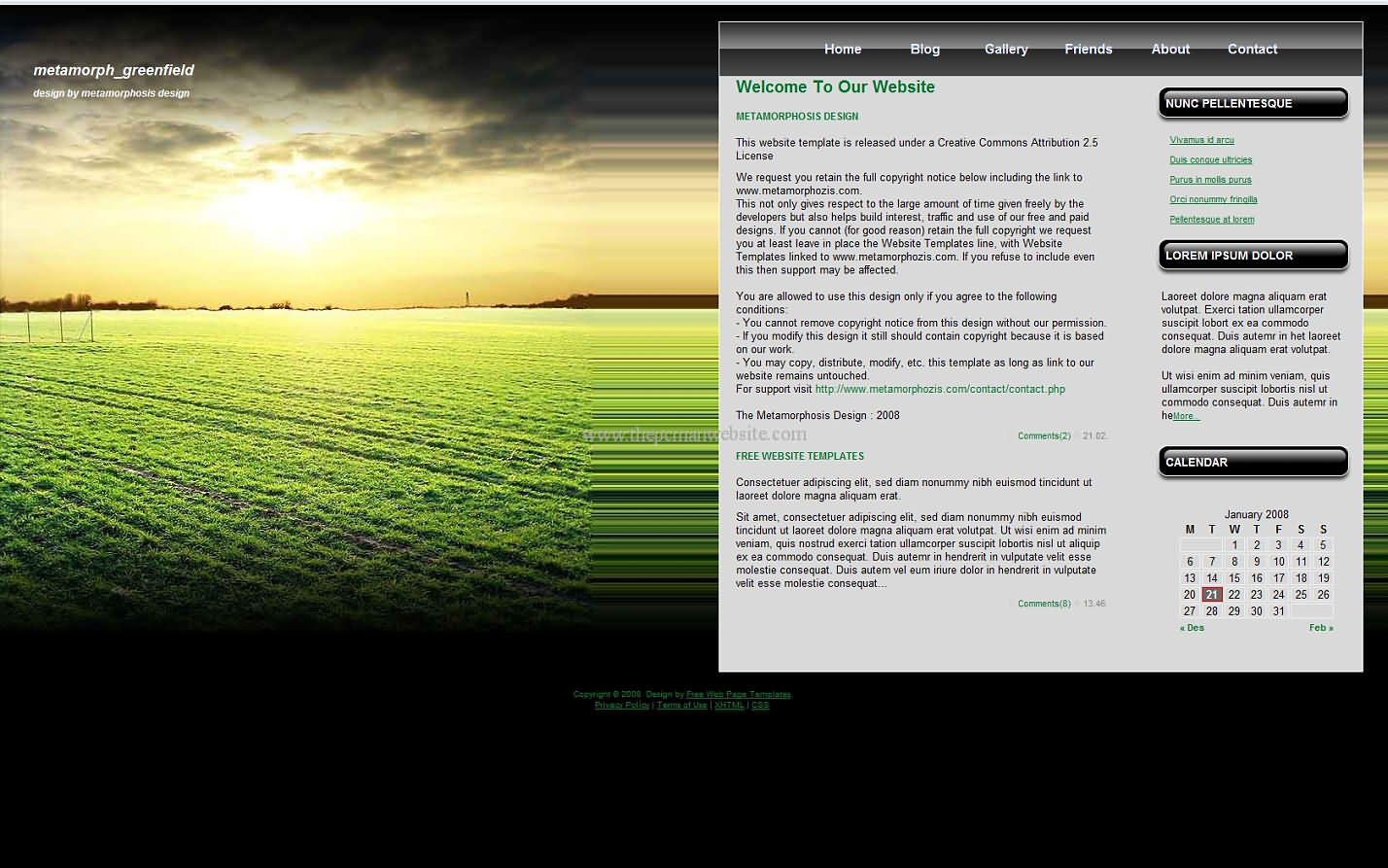 Metamorph Greenfield css template