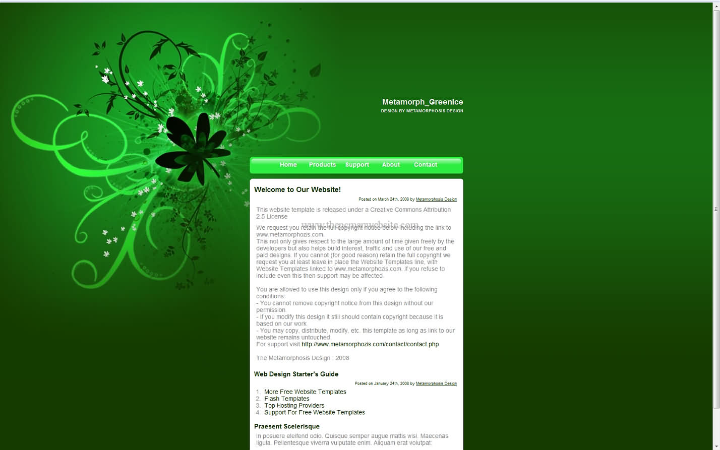 Metamorph Greenice css template