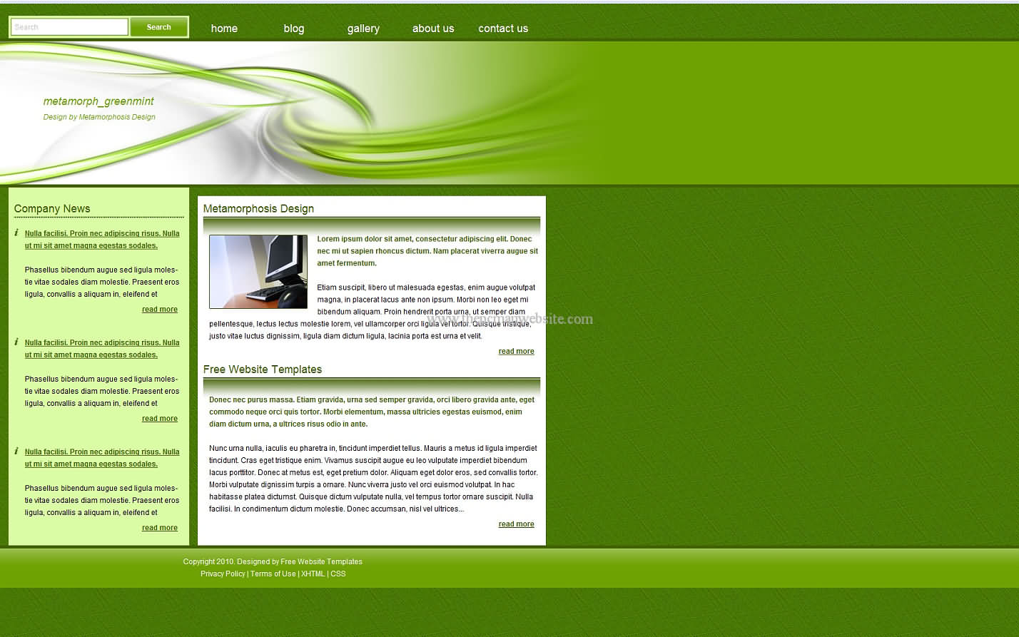 Metamorph Greenmint css template