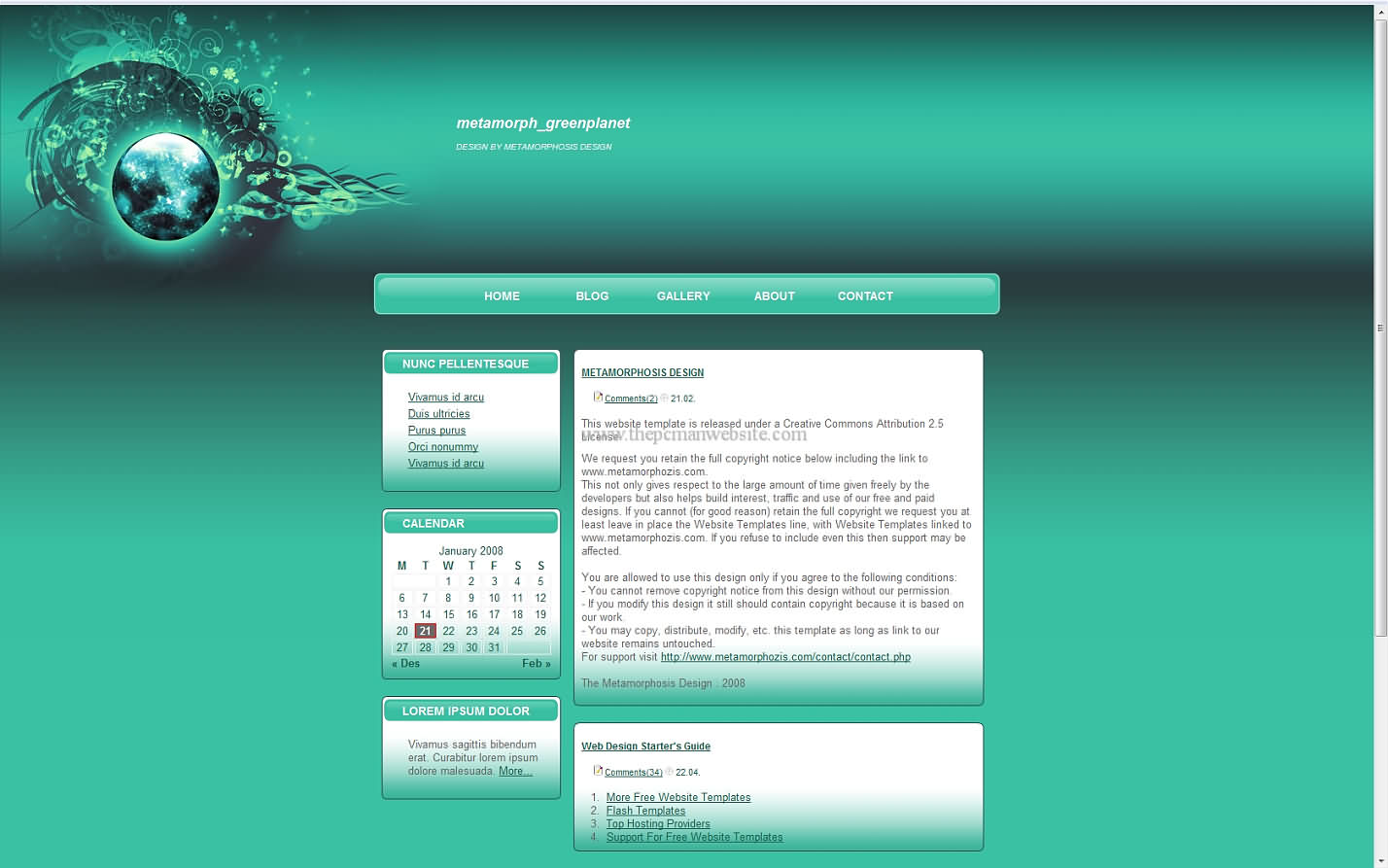 Metamorph Greenplanet css template