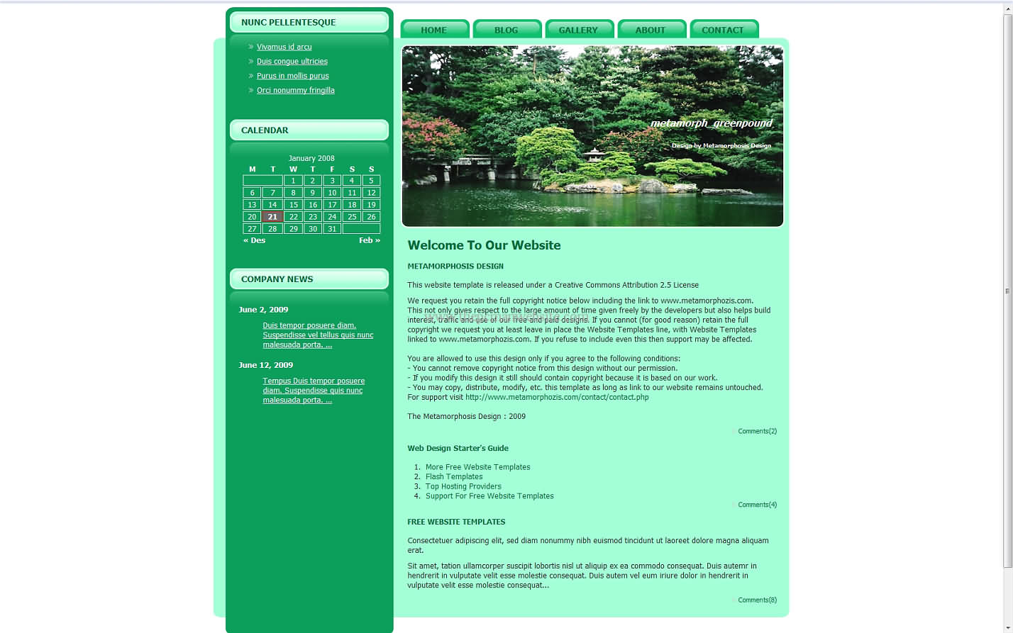 Metamorph Greenpound css template